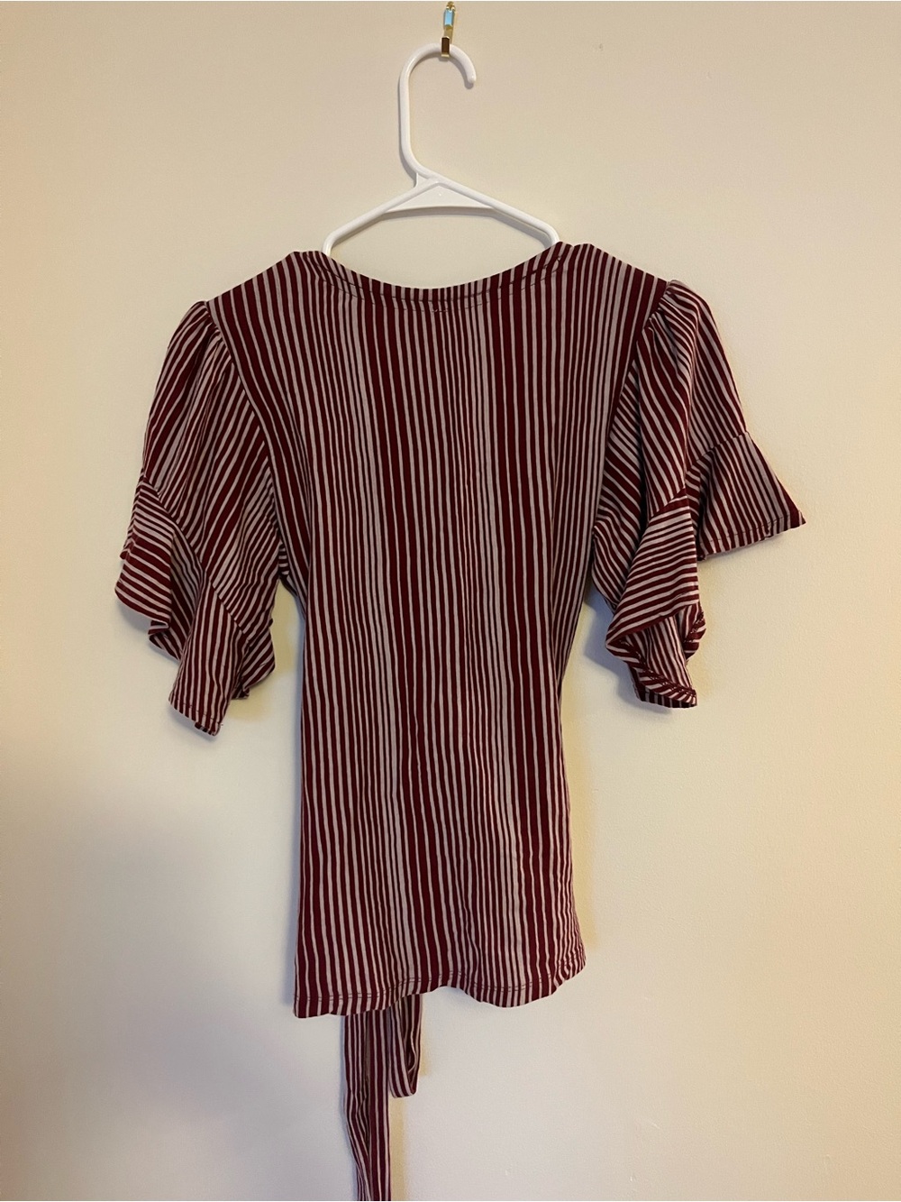 Striped Wrap Blouse - Burgundy Pink | - Picture 3 of 3
